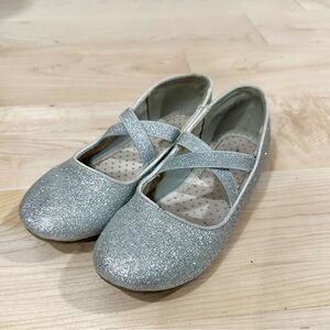 Girls Sparkle glitter silver ballet flats - size 1